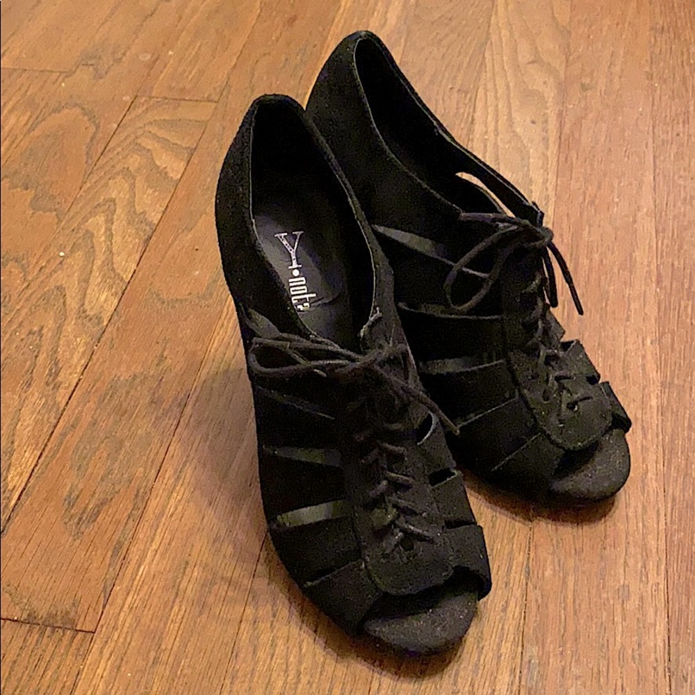 Ynot? Black Lace-Up Heels